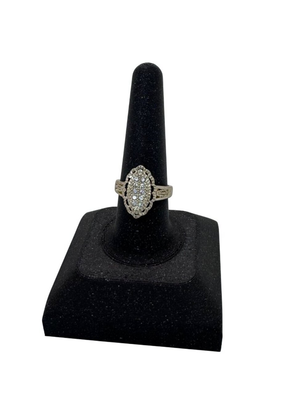 Art Deco Marcasite Oval Cluster Sterling Silver Ring Size 7 Elegant Vintage